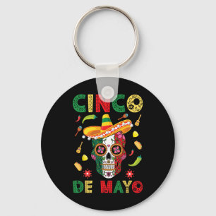 Cinco De Mayo Party Sugar Skull Mexican Fiesta Men Key Ring
