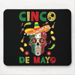 Cinco De Mayo Party Sugar Skull Mexican Fiesta Men Mouse Pad