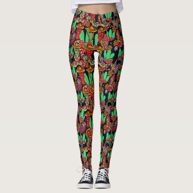 Cinco de Mayo Peppers Leggings (Front)