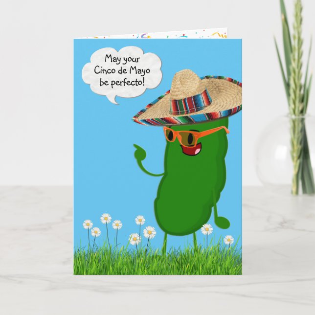 Cinco de Mayo Pickle with Sombrero Card (Front)