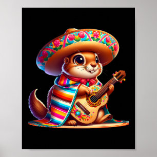 Cinco De Mayo Prairie Dog Wearing Mexican Sombrero Poster
