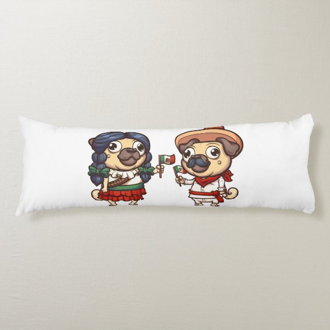 Cinco De Mayo Pugs Body Pillow (Front)