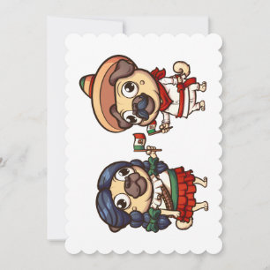 Cinco De Mayo Pugs Flat Greeting Card