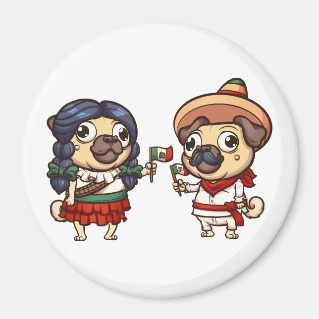 Cinco De Mayo Pugs Magnet (Front)