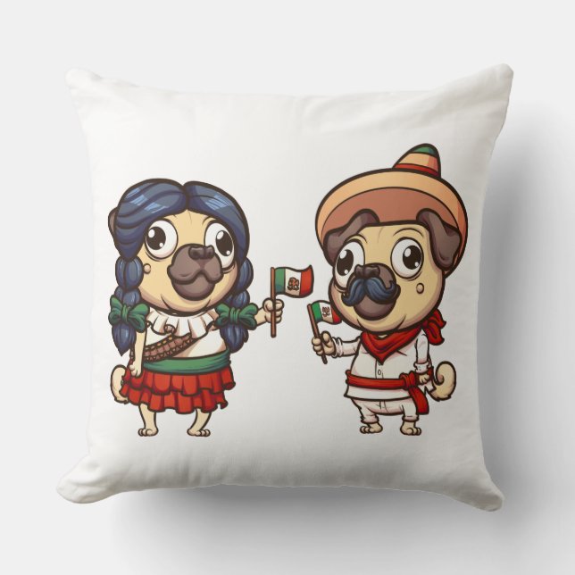 Cinco De Mayo Pugs Pillow (Front)