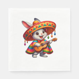 Cinco de Mayo Rabbit Wearing Mexican Sombrero Men Napkin