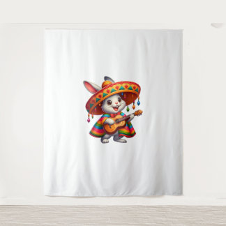 Cinco de Mayo Rabbit Wearing Mexican Sombrero Men  Tapestry