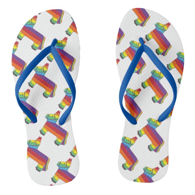 Cinco de Mayo Rainbow Donkey Piñata Fiesta Pride Thongs (Footbed)
