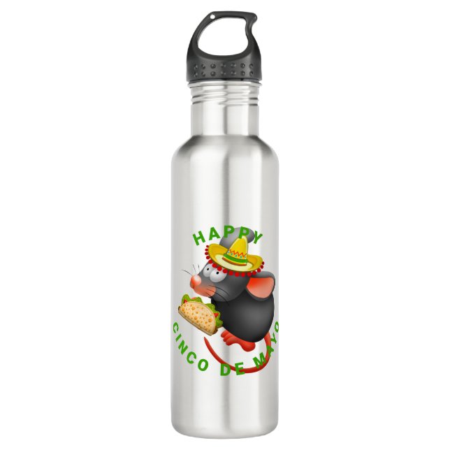 cinco de mayo rat 710 ml water bottle (Front)