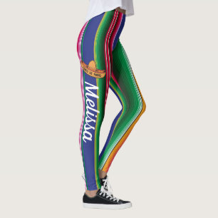 Cinco de Mayo Serape Blanket Pattern NAME Leggings