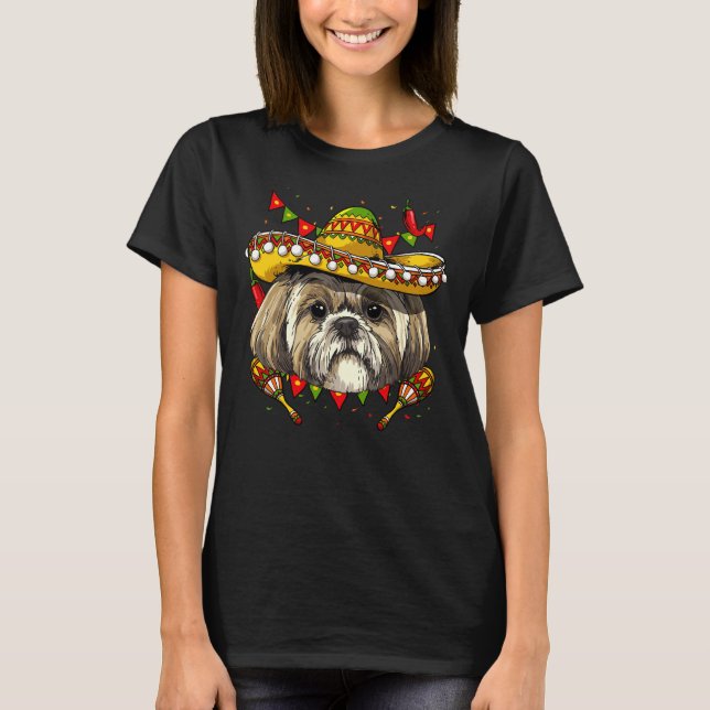 Cinco De Mayo Shih Tzu Men Women Kids Sombrero T-Shirt (Front)