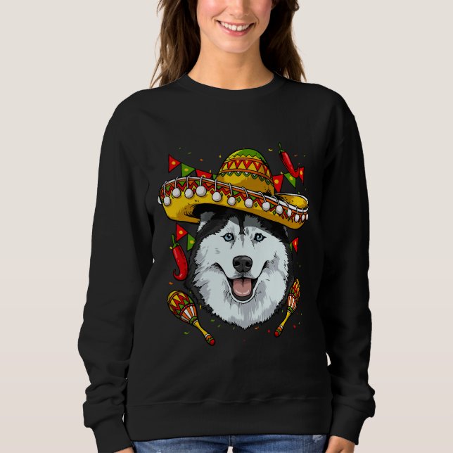 Cinco De Mayo Siberian Husky Men Women Kids Sombre Sweatshirt (Front)