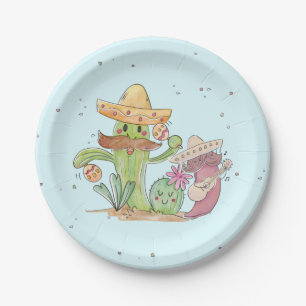 Cinco de Mayo Singing Cactus and Pepper Mariachis Paper Plate