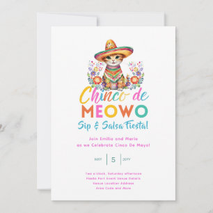 Cinco De Mayo Sip and Salsa Funny Cat FIESTA Invitation