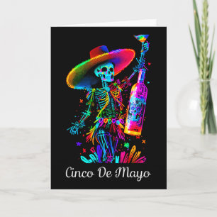 Cinco De Mayo Skeleton Colourful Sugar Skull Tequi Card