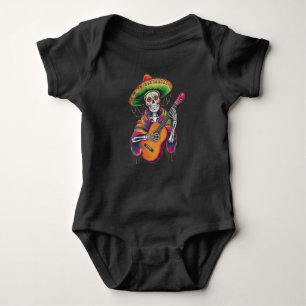 Cinco De Mayo Skeleton Skull Fiesta Guitar Baby Bodysuit