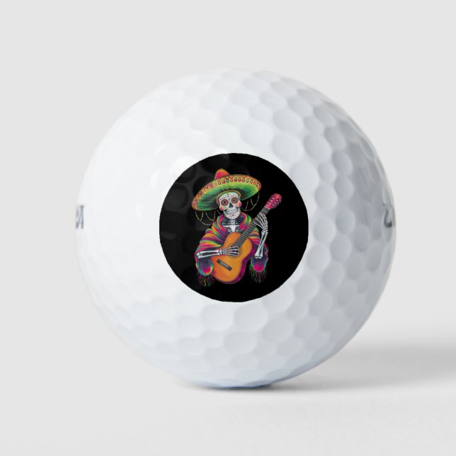Cinco De Mayo Skeleton Skull Fiesta Guitar Golf Balls (Front)