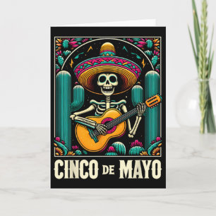 Cinco De Mayo Skeleton Skull Sombrero Guitar Mexic Card