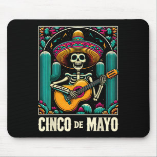Cinco De Mayo Skeleton Skull Sombrero Guitar Mexic Mouse Pad