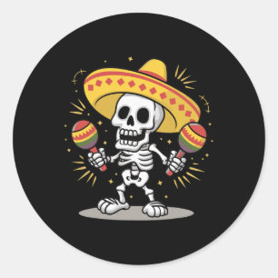 Cinco De Mayo Skeleton Sombrero Fiesta Mexican Men Classic Round Sticker