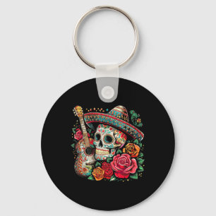 Cinco De Mayo Skull Sombrero Fiesta Mexican Skull Key Ring