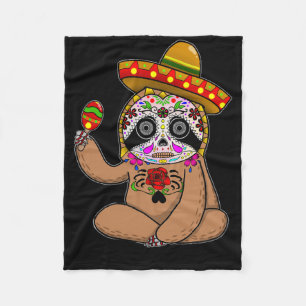 Cinco De Mayo Sloth Halloween Mexican Day Of Dead Fleece Blanket