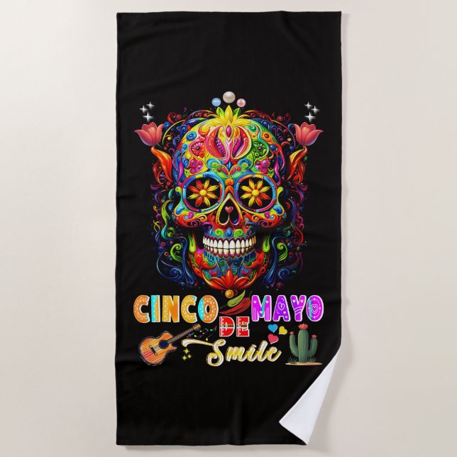 Cinco De Mayo Smile Beach Towel (Front)