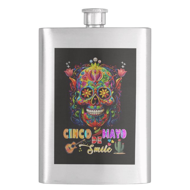 Cinco De Mayo Smile Hip Flask (Front)