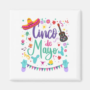 Cinco De Mayo Sombrero Guitar,cactus Fiesta For Wo Magnet