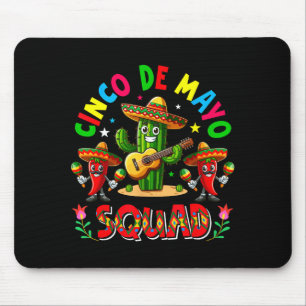 Cinco De Mayo Squad Mexican Cactus Sombrero Playin Mouse Pad