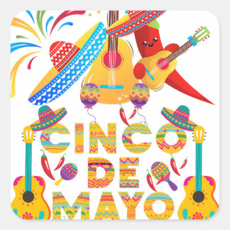 cinco de mayo square sticker