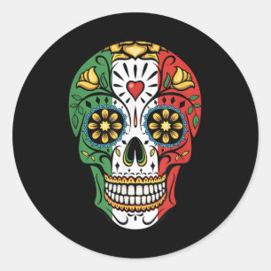Cinco De Mayo Sugar Skull Calavera Mexican Flag St Classic Round Sticker