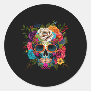 Cinco De Mayo Sugar Skull Day Of The Dead Mexican  Classic Round Sticker