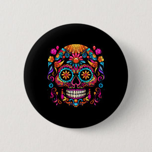 Cinco De Mayo Sugar Skull Dia De Los Muertos Day O 6 Cm Round Badge