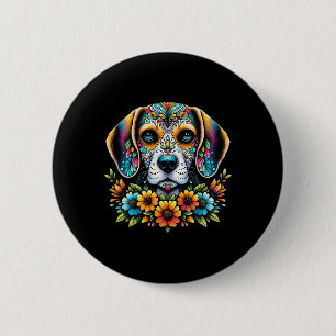 Cinco De Mayo Sugar Skull Flower Beagle Dog 6 Cm Round Badge