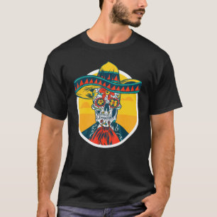Cinco De Mayo Sugar Skull Skeleton With Mexican So T-Shirt