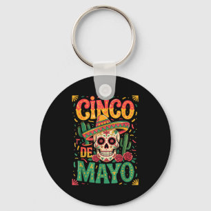 Cinco De Mayo Sugar Skull Sombrero Cactus Funny Ho Key Ring