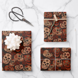 Cinco de Mayo Sugar Skulls Roses  Wrapping Paper Sheet