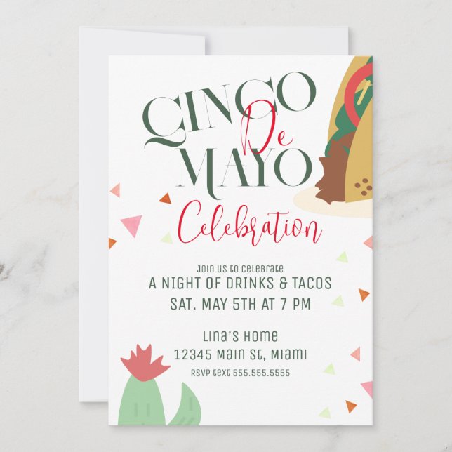 Cinco De Mayo Taco Party Celebration Invitation (Front)