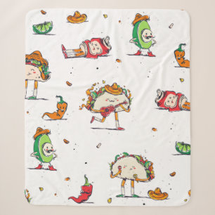 cinco de mayo tacos kawaii mexican sherpa blanket