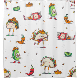 cinco de mayo tacos kawaii mexican shower curtain