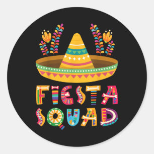 Cinco De Mayo Tee, Fiesta Squad Mexican Party Cinc Classic Round Sticker