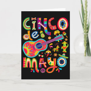 Cinco De Mayo Tee Mexican Taco Guitar Fiesta Cinco Card