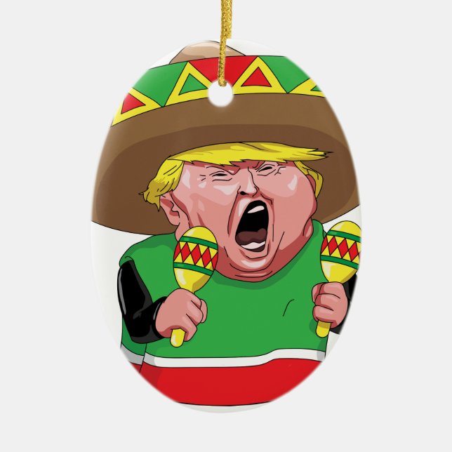 Cinco de Mayo trump Ceramic Tree Decoration (Front)