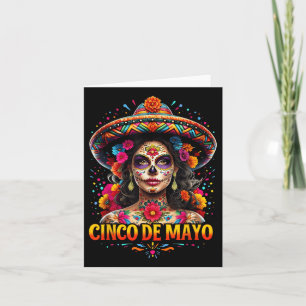 Cinco De Mayo Women Mexican Fiesta Skeleton Skull Card
