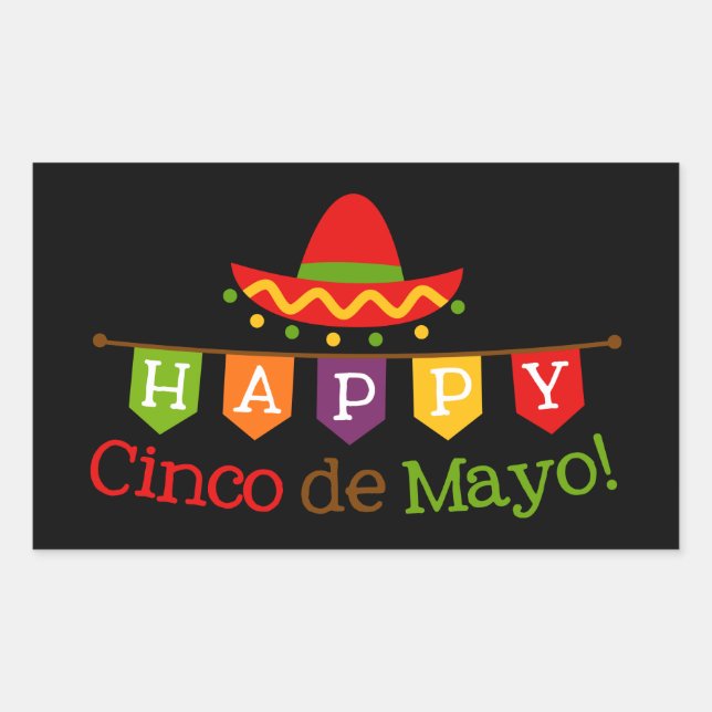 Cinco De Mayo word art Fiesta party sticker (Front)