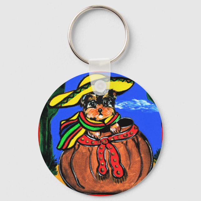 Cinco de Mayo Yorkie Poo Key Ring (Front)