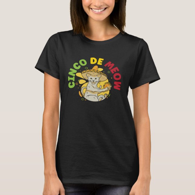 Cinco de Meow Cat  Mexico Pride Mexican Cinco De M T-Shirt (Front)