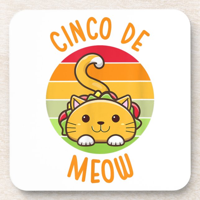 Cinco De Meow Cinco De Mayo Funny Tacos Cat Lover Coaster (Front)