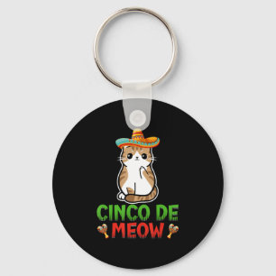 Cinco De Meow Cute Cinco De Mayo Sombrero Taco Cat Key Ring